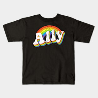 Ally Lgbtq 70S Gay Pride Flag Lgbt Kids T-Shirt